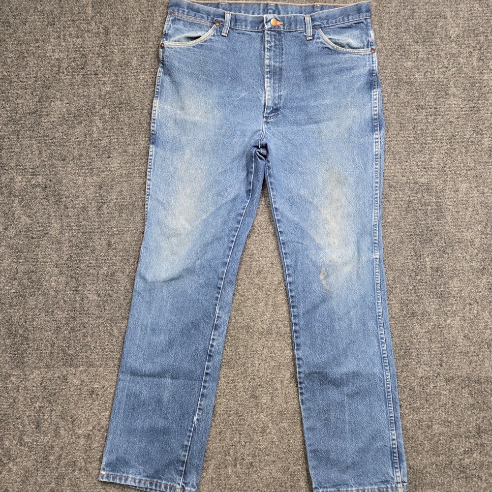 Wrangler 936PWD Cowboy Cut Slim Fit Jeans Mens 38x34 Blue Denim Made in Mexico